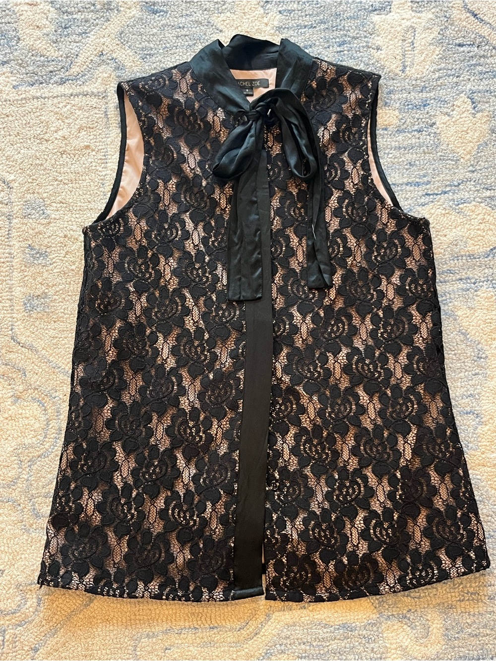 Rachel Zoe Lace Bow-Neck Top